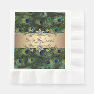 Serviette En Papier Mariage Emerald Green Gold Peacock