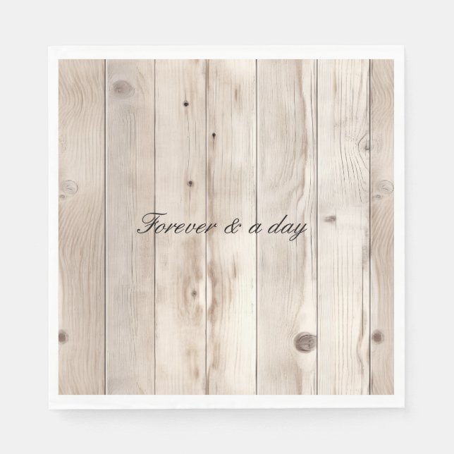 Serviette En Papier Mariage en bois blanc crème (Devant)