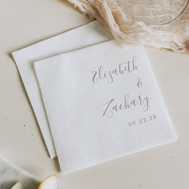 Serviette En Papier Mariage en écriture Taupe Moderne (Créateur téléchargé)