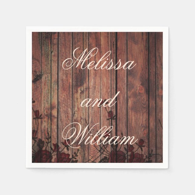 Serviette En Papier Mariage en Faux Dentelle Rouge (Devant)