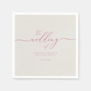 Serviette En Papier Mariage en ivoire rose
