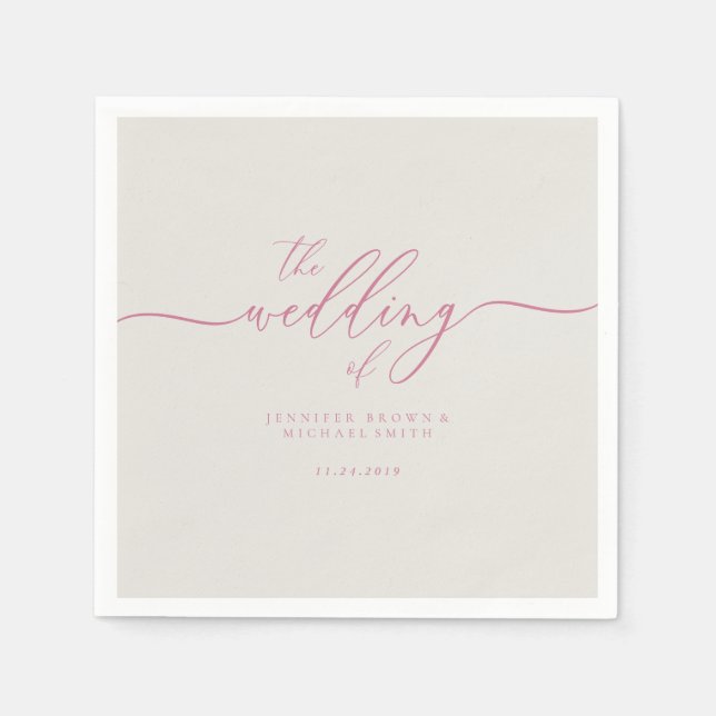 Serviette En Papier Mariage en ivoire rose (Devant)