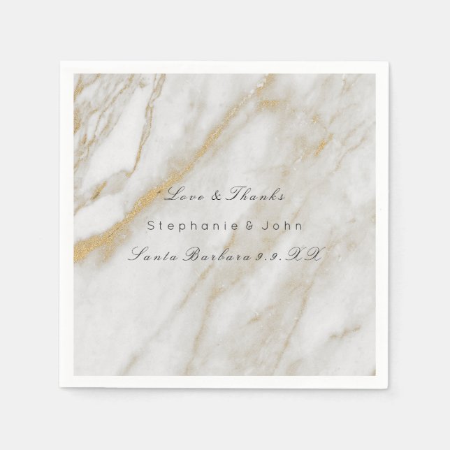Serviette En Papier Mariage en marbre Abstrait gris blanc (Devant)