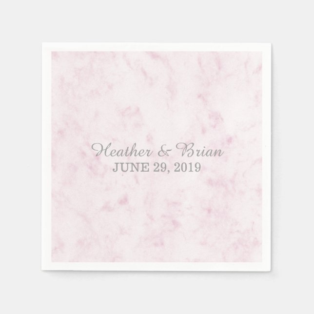 Serviette En Papier Mariage en marbre rose vif (Devant)