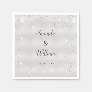 Serviette En Papier Mariage en métal monogramme parties scintillant ar