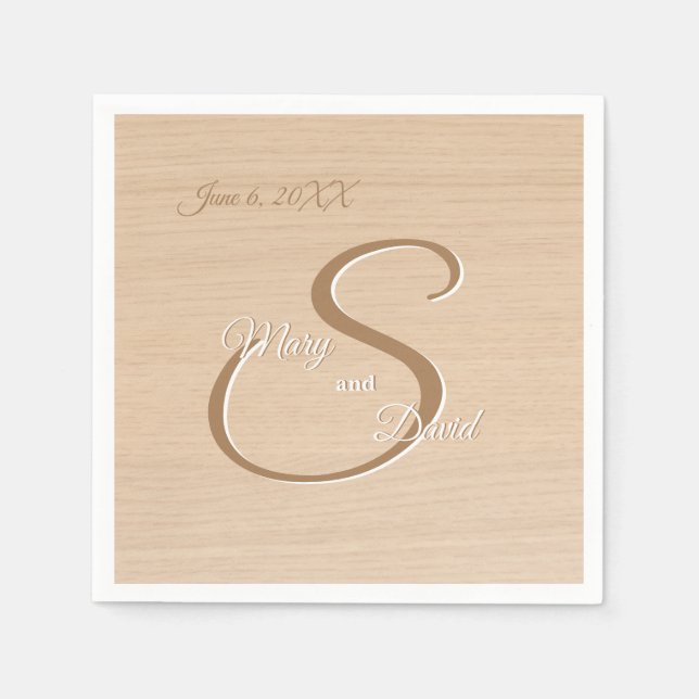 Serviette En Papier Mariage en pin clair (Devant)
