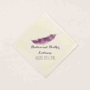 Serviette En Papier Mariage en plume violet