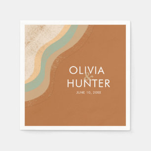 Serviette En Papier Mariage en terre cuite moderne de Bohême