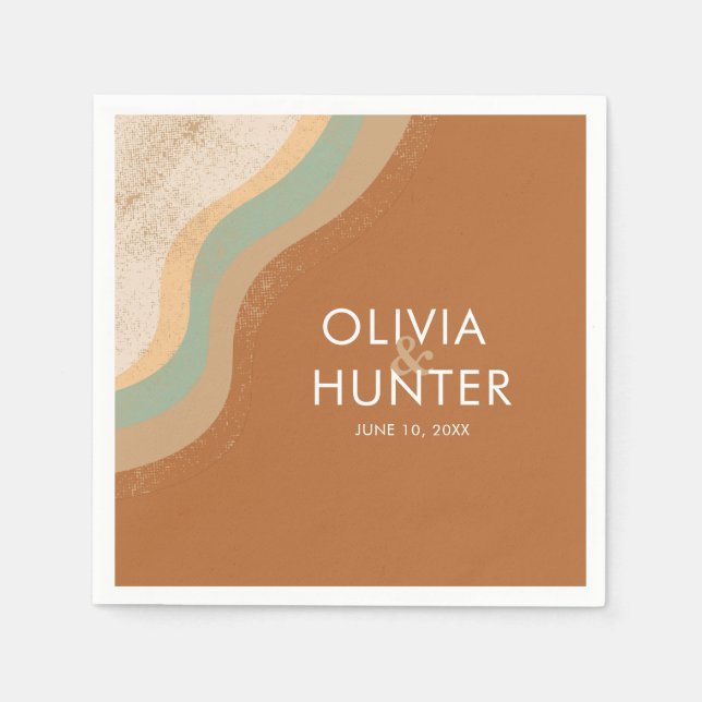 Serviette En Papier Mariage en terre cuite moderne de Bohême (Devant)