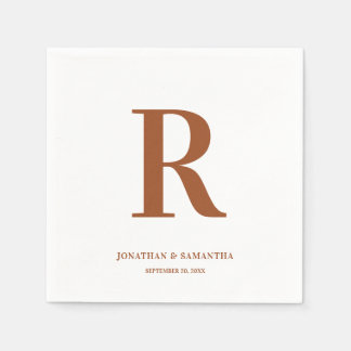 Serviette En Papier Mariage en terre cuite Monogramme Napkins moderne