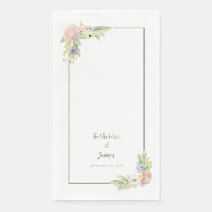 Serviette En Papier Mariage et Fiançailles Aquarelle Papillons floraux