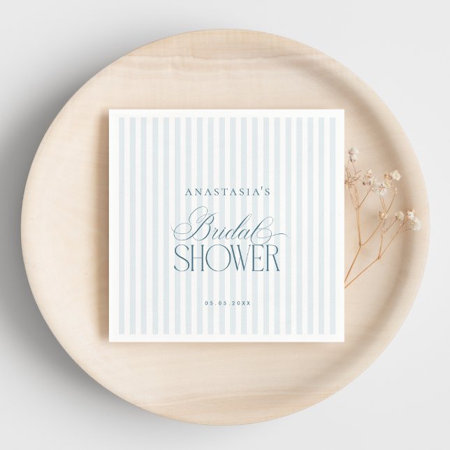 Serviette En Papier Mariage Éternel Argenté Rayures Bleues (Créateur téléchargé)