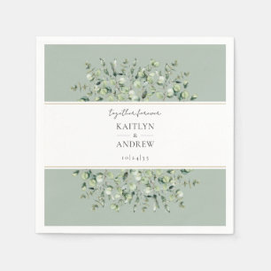 Serviette En Papier Mariage Éternel Vert Sauge Eucalyptus