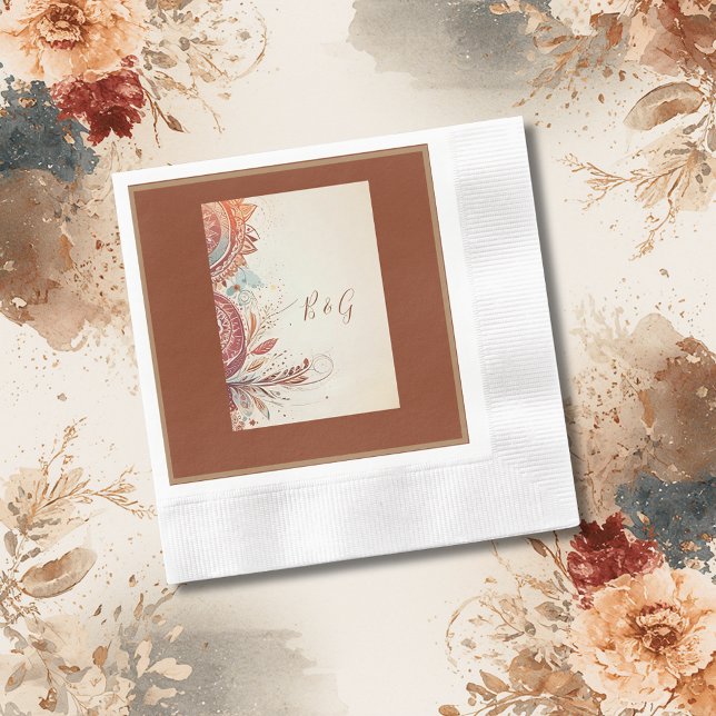 Serviette En Papier mariage ethnique beige (Créateur téléchargé)