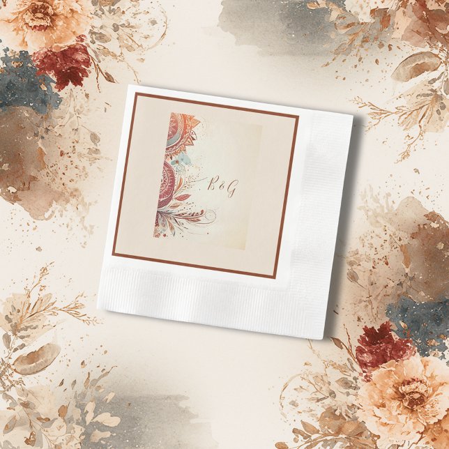 Serviette En Papier mariage ethnique beige (Créateur téléchargé)