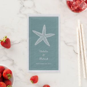 Serviette En Papier Mariage Étoile de Mer Turquoise