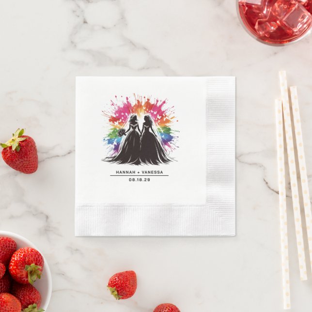 Serviette En Papier Mariage Explosion Arc-en-Ciel de la Mariée (En situation)