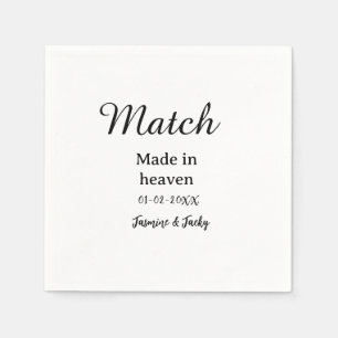 Serviette En Papier Mariage fait au ciel nom date simple calligraphie