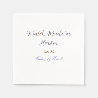 Serviette En Papier mariage fait au ciel violet pastel nom doré dat