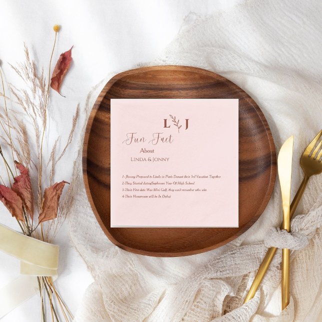 Serviette En Papier Mariage faits amusants monogramme moderne terracot (Créateur téléchargé)