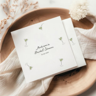 Serviette En Papier Mariage Fantaisiste avec un Verre de Martini Dessi