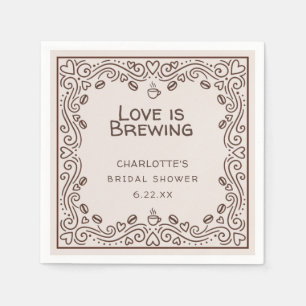Serviette En Papier Mariage Fantaisiste Brun L'Amour Est En Train De S