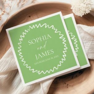 Serviette En Papier Mariage Fantaisiste Citron Vert Bordure Ondulée