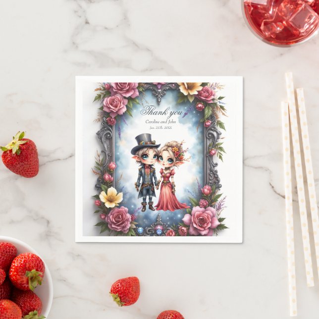 Serviette En Papier Mariage Fantaisiste d'Elfe Steampunk  (En situation)