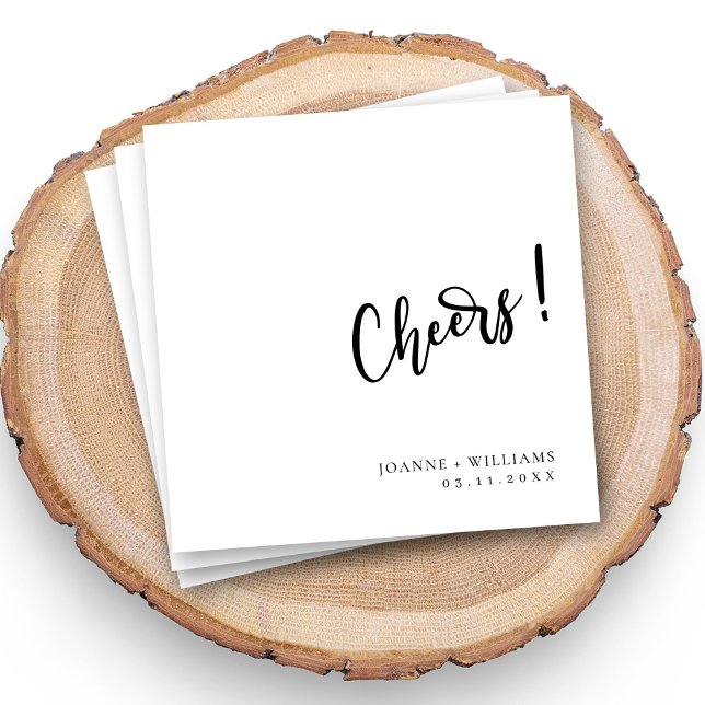 Serviette En Papier Mariage Félicitations Script Gras (Celebrate in Style: Personalized 'Cheers!' Wedding Napkins)
