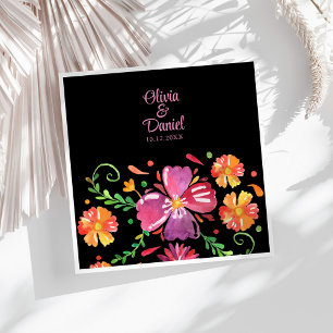 Serviette En Papier Mariage Fête Florale Mexicaine Colorée