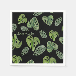 Serviette En Papier Mariage feuille de Monstera Adansonii aquarelle