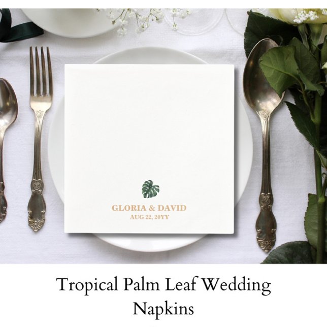 Serviette En Papier Mariage Feuille de Palmier Tropicale  (Créateur téléchargé)