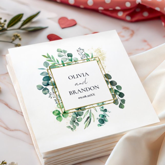 Serviette En Papier Mariage Feuilles de Botanique d'Eucalyptus (Créateur téléchargé)
