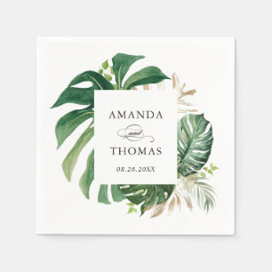 Serviette En Papier Mariage Feuilles de Palmier Tropicales Verdure Rus