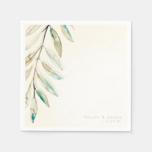 Serviette En Papier Mariage feuilles d'eucalyptus verdure moderne vint