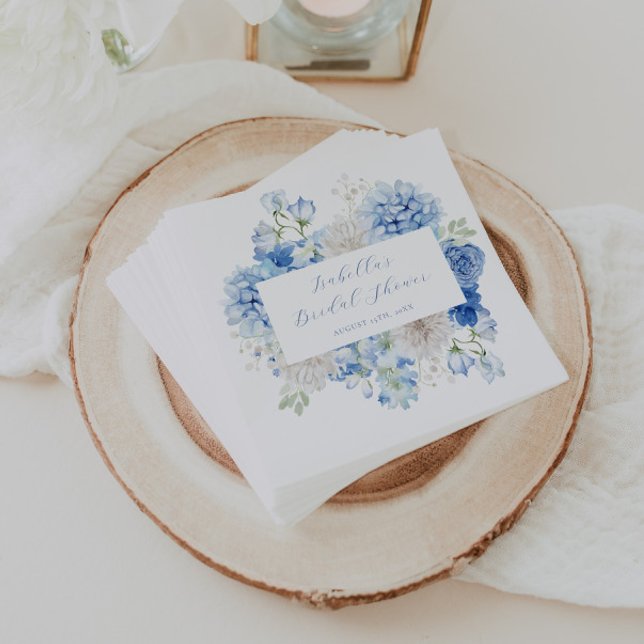 Serviette En Papier Mariage Fleur Bleu Floral (Créateur téléchargé)