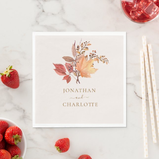 Serviette En Papier Mariage Fleur Bohème Automne Rustique Moderne  (En situation)
