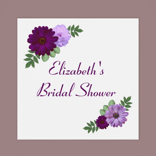 Serviette En Papier Mariage Fleur de Pivoine Pourpre (Créateur téléchargé)