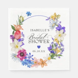 Serviette En Papier Mariage Fleur de Shower Violet Bleu Rouge
