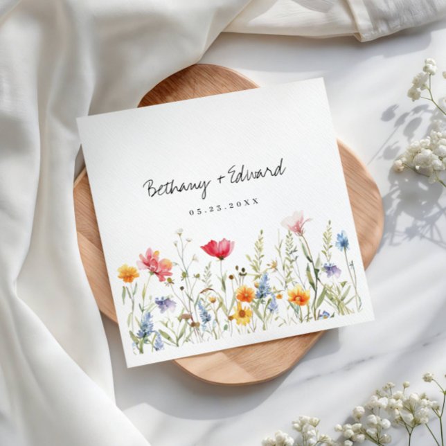 Serviette En Papier Mariage Fleur de Wild à l'aquarelle (Créateur téléchargé)
