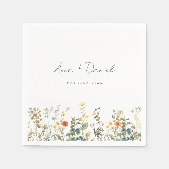 Serviette En Papier Mariage fleur sauvage (Devant)