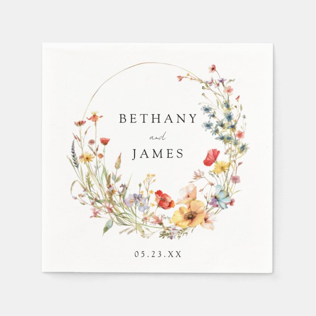 Serviette En Papier Mariage fleur sauvage (Devant)