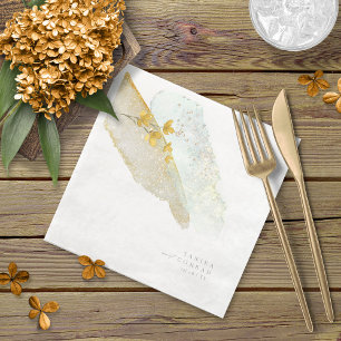 Serviette En Papier Mariage Fleur Sauvage Aquarelle Peinture Str Or ID