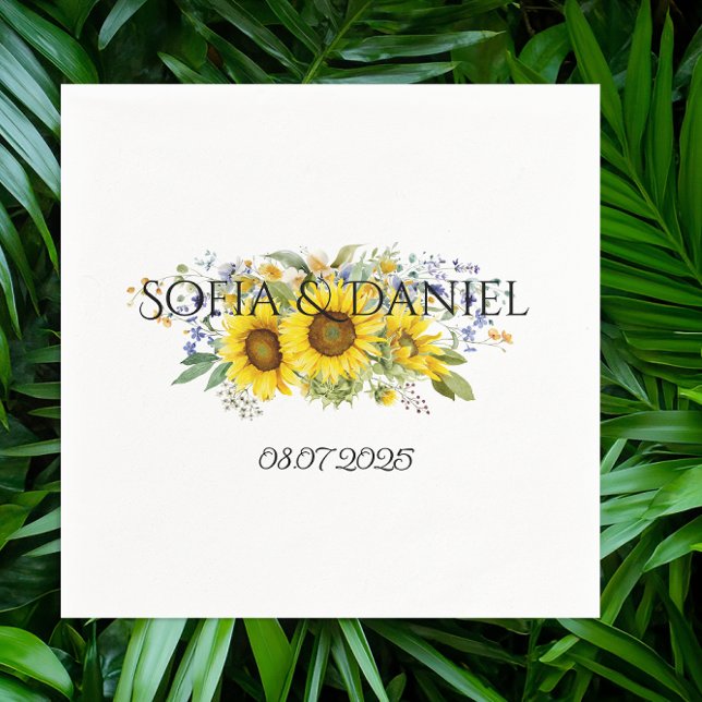 Serviette En Papier Mariage fleur sauvage bleu Tournesol (Créateur téléchargé)