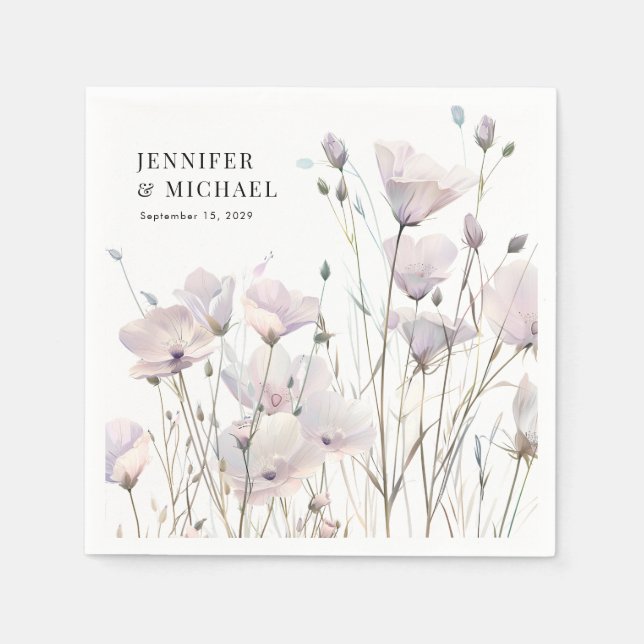 Serviette En Papier Mariage Fleur sauvage Boho Elegant (Devant)