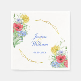 Serviette En Papier Mariage Fleur sauvage couleur été