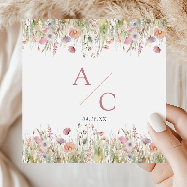 Serviette En Papier Mariage Fleur sauvage de luxe Dusty Pink (Créateur téléchargé)