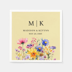 Serviette En Papier Mariage Fleur sauvage Elegant Boho