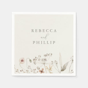 Serviette En Papier Mariage Fleur sauvage Elegant Boho