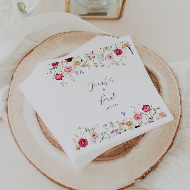 Serviette En Papier Mariage Fleur sauvage multicouleur simple Napkin (Créateur téléchargé)